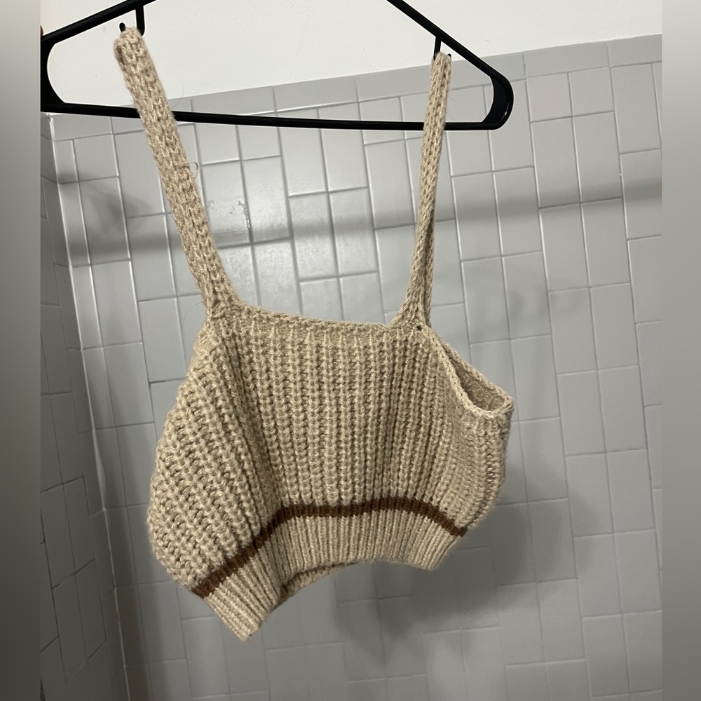 Tan and brown cropped tank